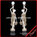Western Young Girl Marble Stone Garden Light Lady Statues